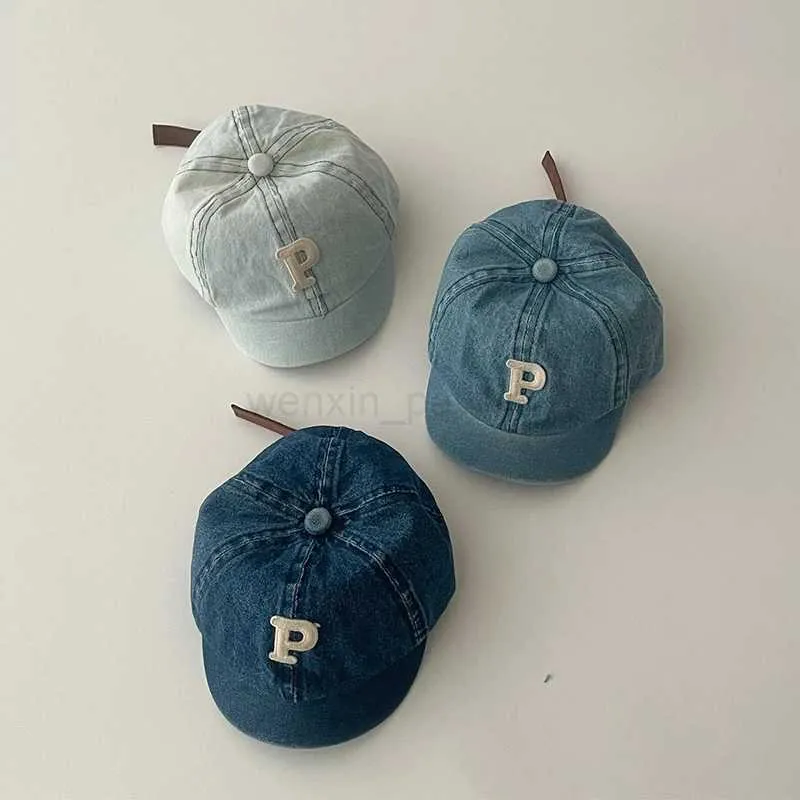 Baby Cotton Denim Adjustable Baseball Cap 2024 Short Brim Sun Hat for Kids Boys Girls