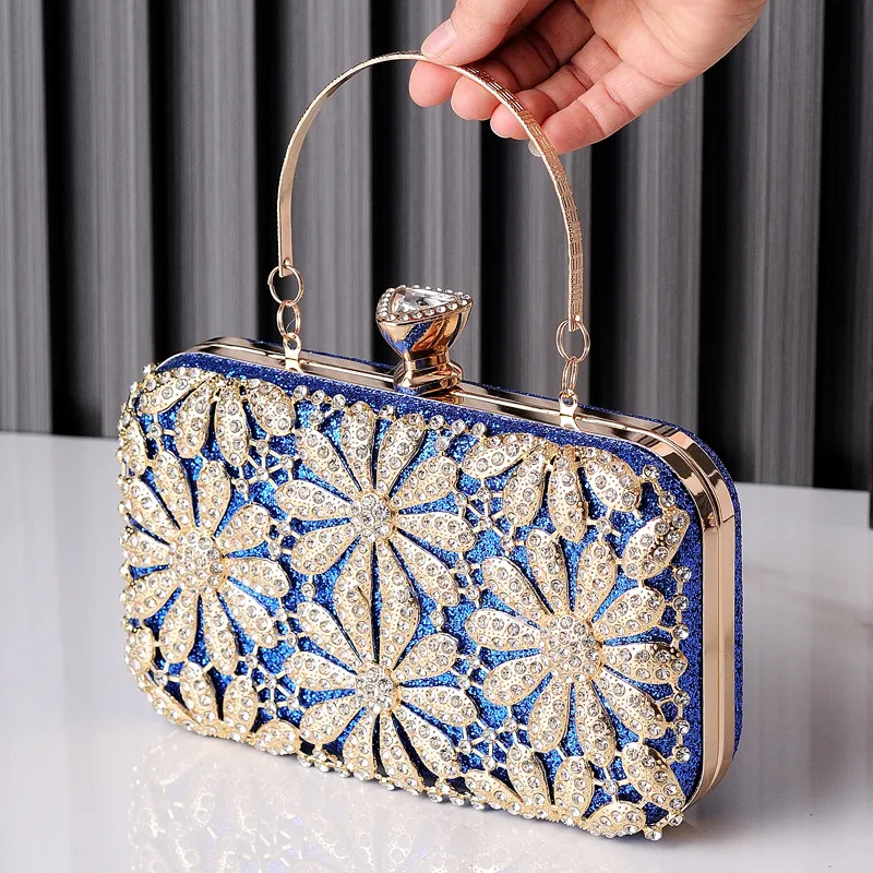 Evening Bags Rose Flower Luxury Evening Bling Purses Handbag Floral Crystal Clutch Purse Rhinestone Handmade Women Diamond Bag From SG 47.84 DHgate