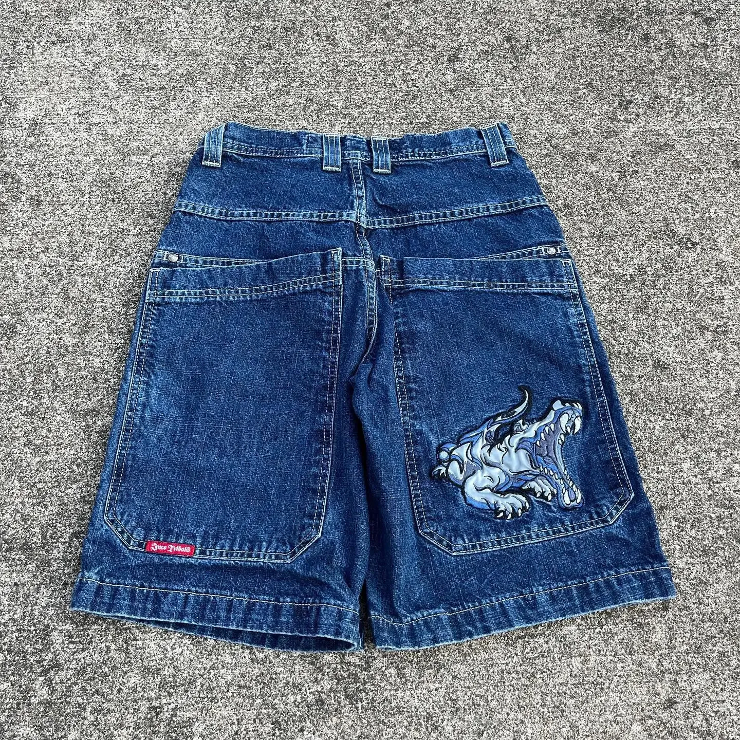 JNCO Chinese Loong Hip Hop Denim Shorts 2000s Style Summer Baggy