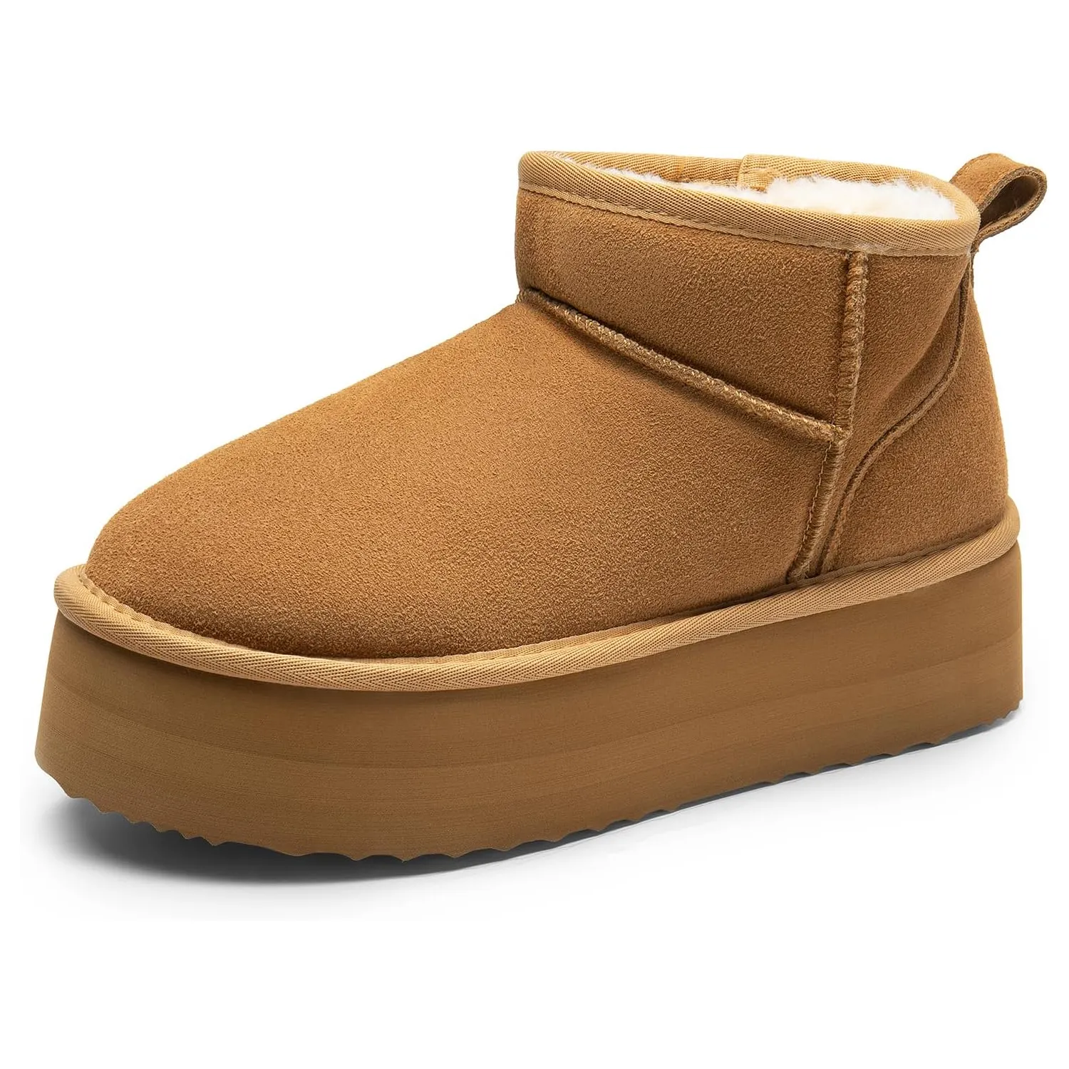 Classic Platform Snow Boots For Women Genuine Suede Leather Ankle