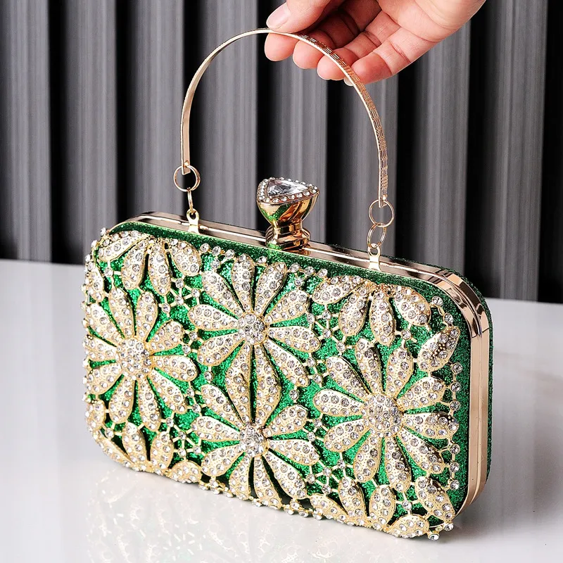 Gold and green clutch bag shop