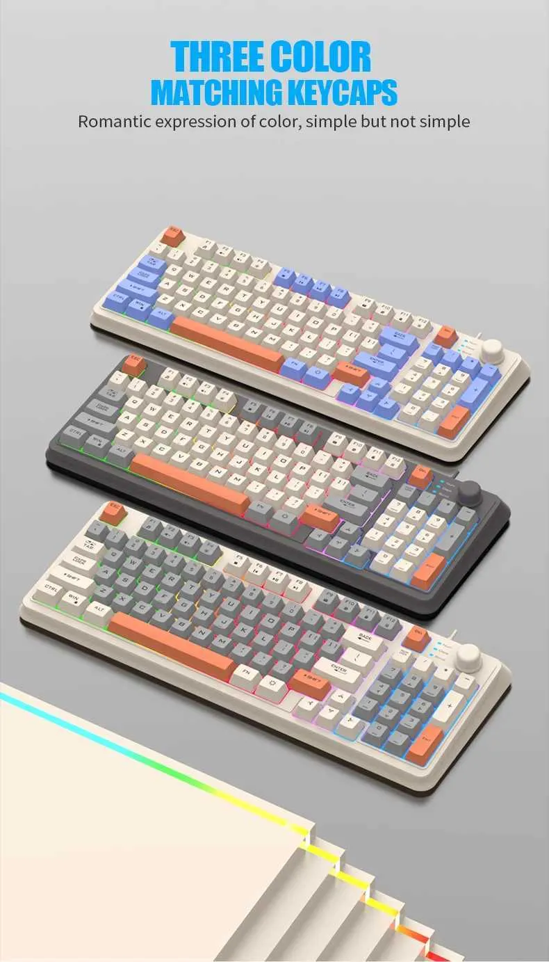 K82 Mechanical Keyboard 94 Key USB Wired Gaming Keyboard With Rainbow ...