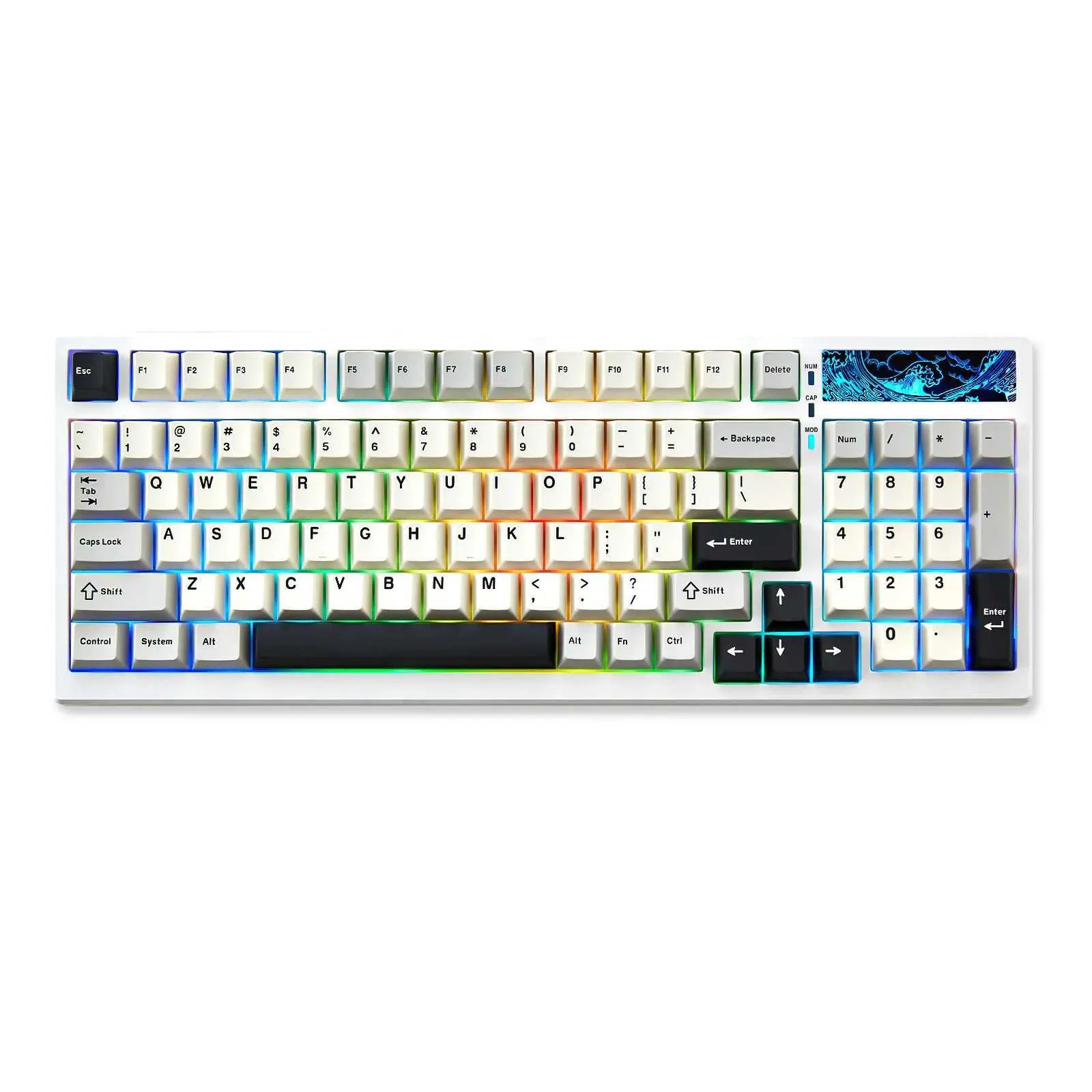 White 98% 1800 Layout Hot-Swappable Wireless RGB Gaming Mechanical Keyboard, 99 Keys YZ98 White 98% 1800 Layout Hot-Swappable Wireless RGB Gaming Mechanical Keyboard, 99 Keys YZ98