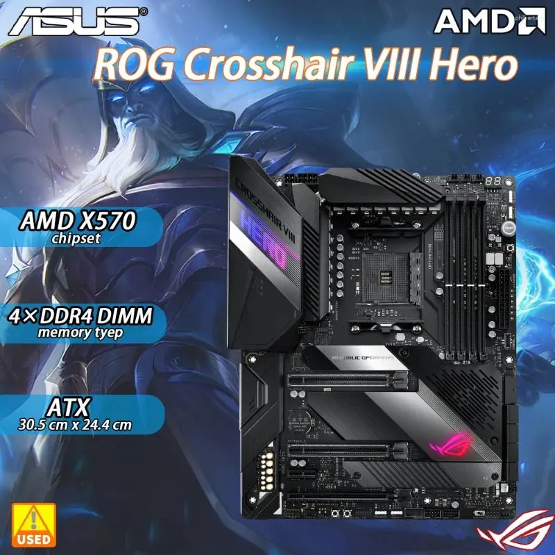 Motherboards ASUS ROG CROSSHAIR VIII HERO ATX Motherboard Socket AM4 For AMD Ryzen 9 PRO 3900 5950X 5900X X570 Chipset 4x DIMM Max. 128GB