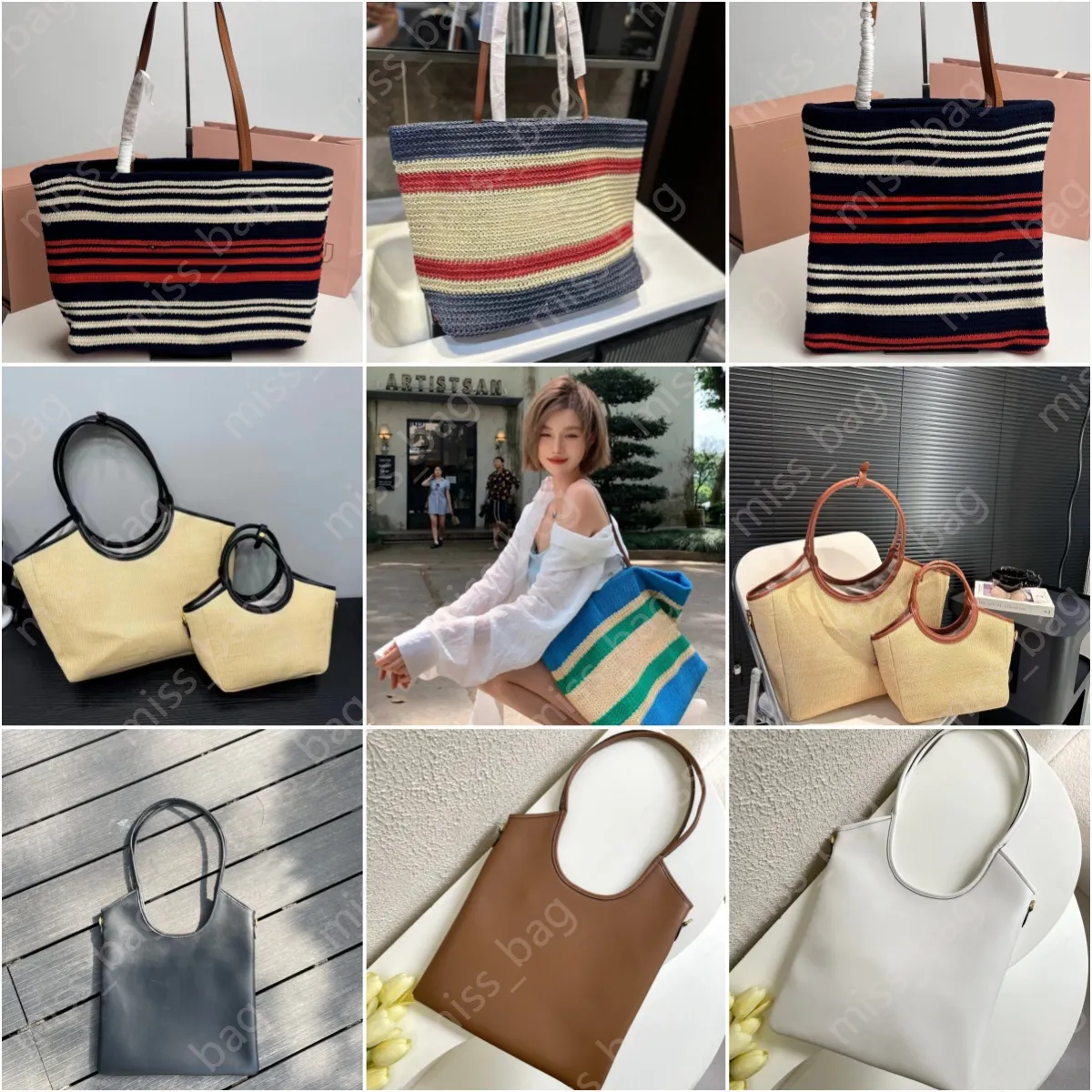 Hollow woven bags women bags Designer bags luxury underarm bags leather bags underarm bags shoulder bags handbags straw bags casual versatile Handle