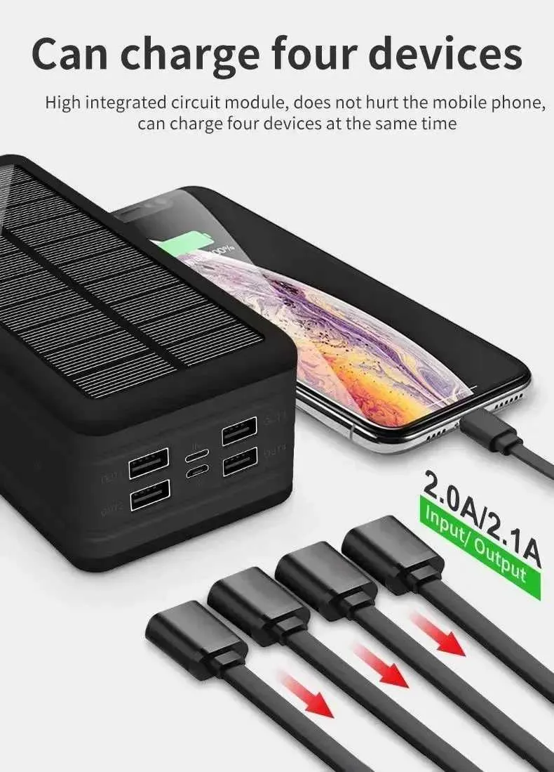 Gallery Detail: 100000Mah Solar Power Bank Wireless Charging High Capacity Portable Charger