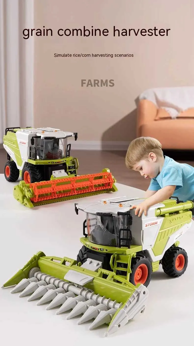 Toy Rice Harvester 1 24 Rc Farmers Car Wheat Harvester Combination Multi Feature Lights ...