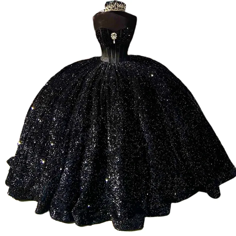 green emerald velvet dress Sunnypetal Glitter Gold Sequin Short Sleeves Black Tulle Toddler Birth –  sunnypetal main image 1