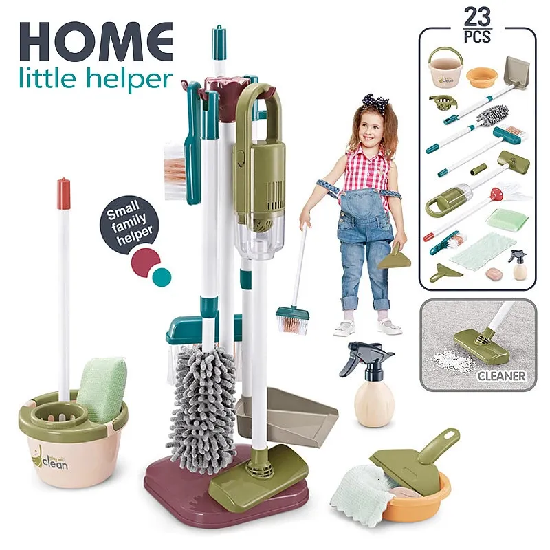 Kids Educational mop and bucket set Includes Broom Mop Duster Dustpan and Brushes Perfect for Housekeeping and Play House Simulation Toy for Children Item 240702