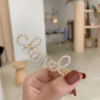 Pasadores de pelo con forma de perla y letras para mujer, accesorios de moda para el cabello, regalo para fiesta._voghion.com