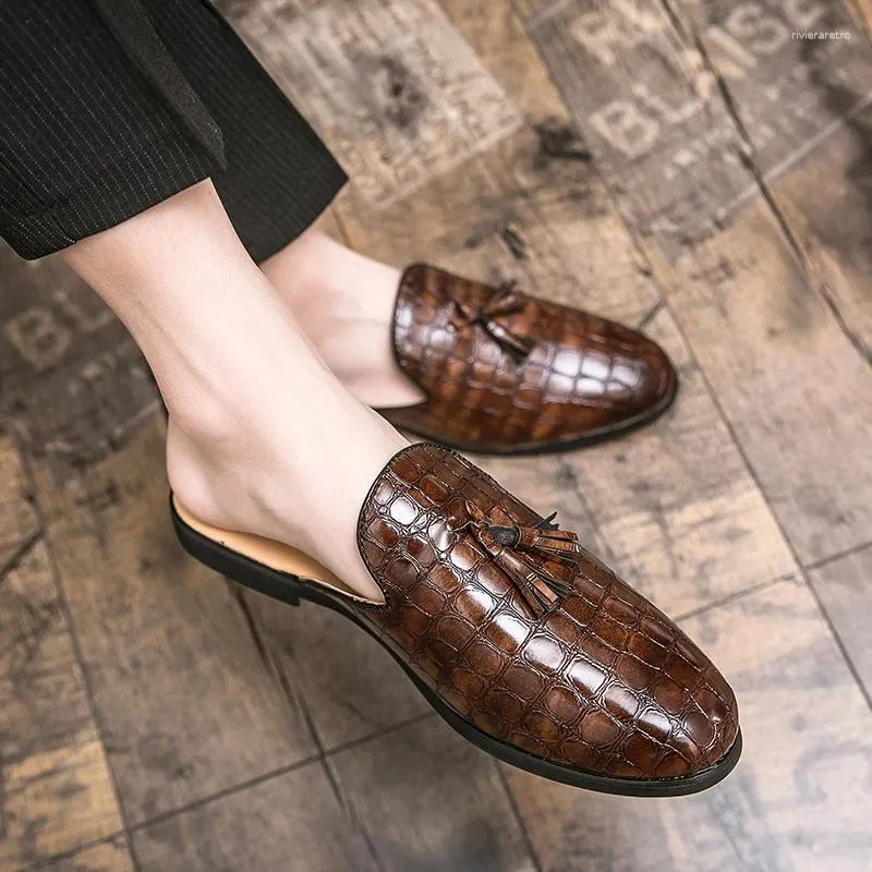 Men half crocodile half leather shoes Loafers Men Dress Shoes // Half Crocodile Pattern // Blue  main image 4