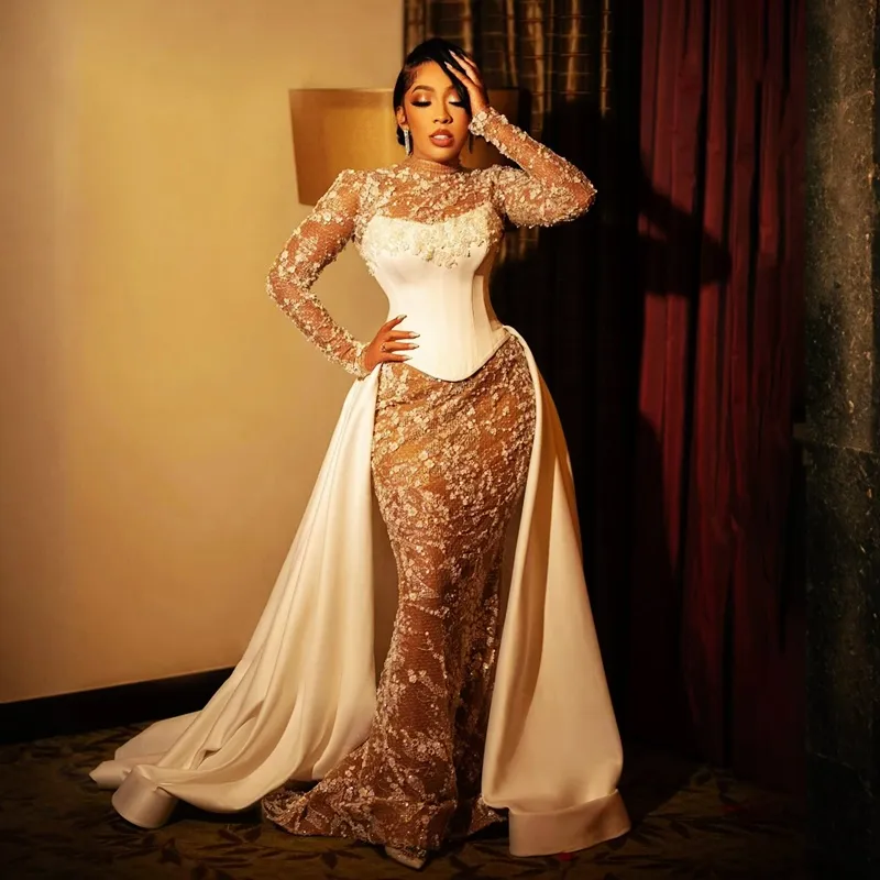 African Arabic Bridal Wedding Gown with Beaded Lace, Satin Fabric, High  Collar, 3/4 Sleeves, Chapel Train, Lace-up Back from Dhgate Mermaid Wedding  Dresses - price 540.74