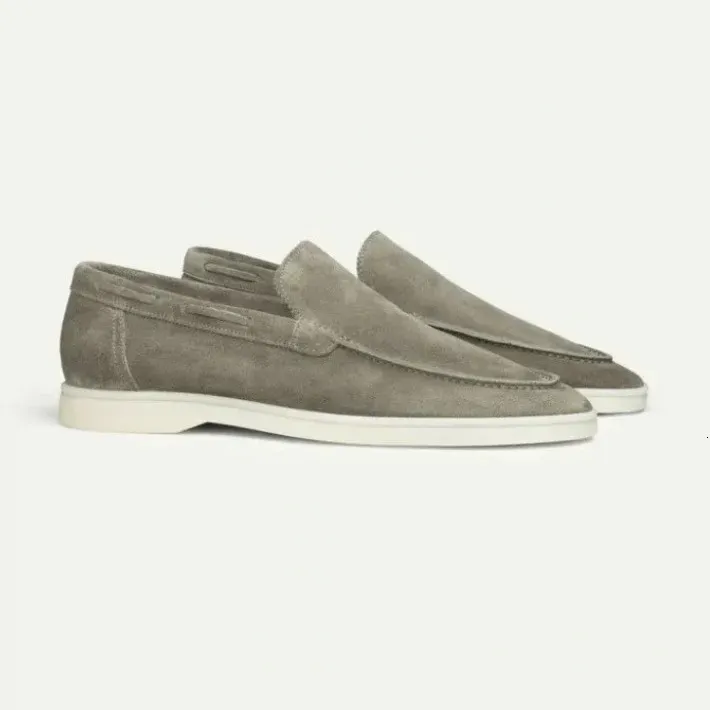 Yacht Loafers Frosted Suede Slipon Driving Flat Shoes 4 Season Walking Lazy Mules Round Toe Penny Casual Man Big Size_voghion.com