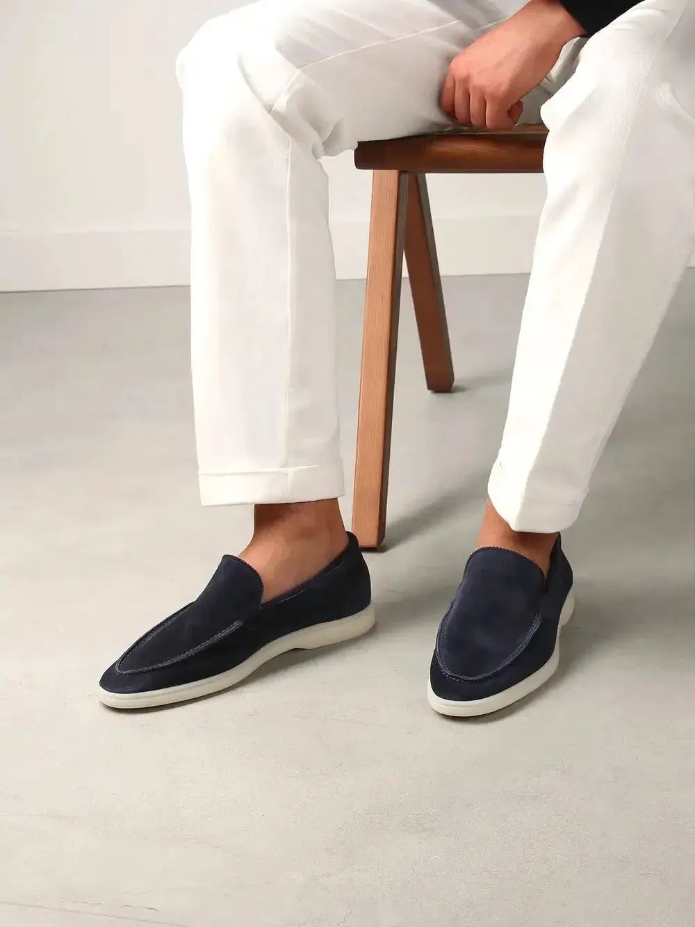 Yacht Loafers Frosted Suede Slipon Driving Flat Shoes 4 Season Walking Lazy Mules Round Toe Penny Casual Man Big Size_voghion.com