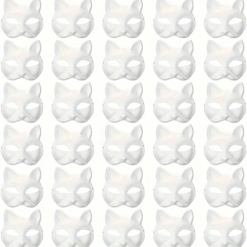 Cat Masks White Paper Blank Hand Painted Face Masks Halloween Cosplay