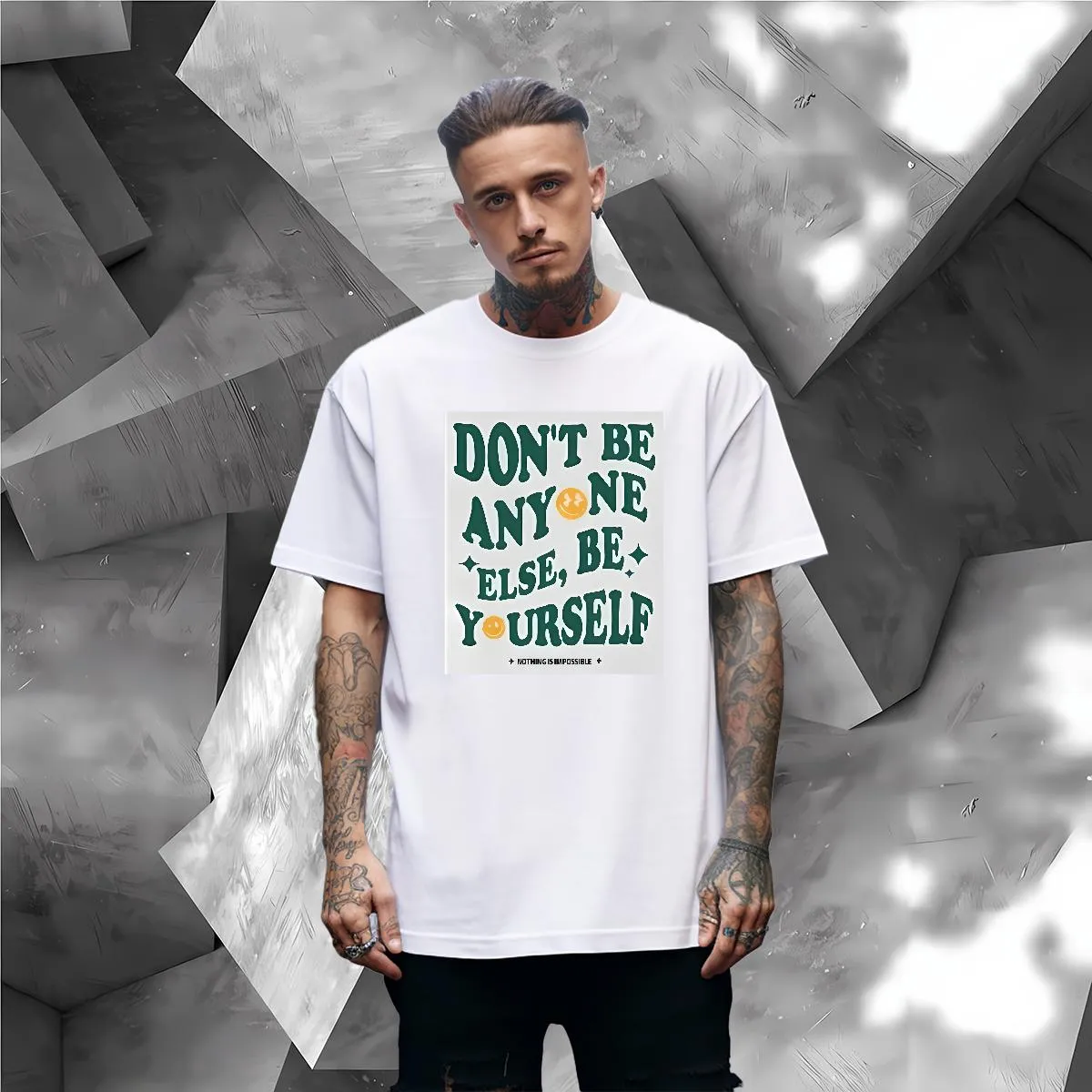 Loose Fit Men Tshirts Be Yourself 100% Cotton 230g... From Vgtees 