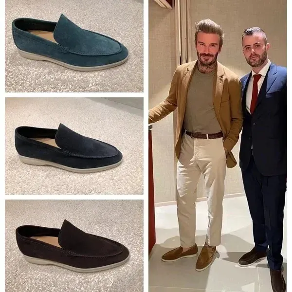 Yacht Loafers Frosted Suede Slipon Driving Flat Shoes 4 Season Walking Lazy Mules Round Toe Penny Casual Man Big Size_voghion.com