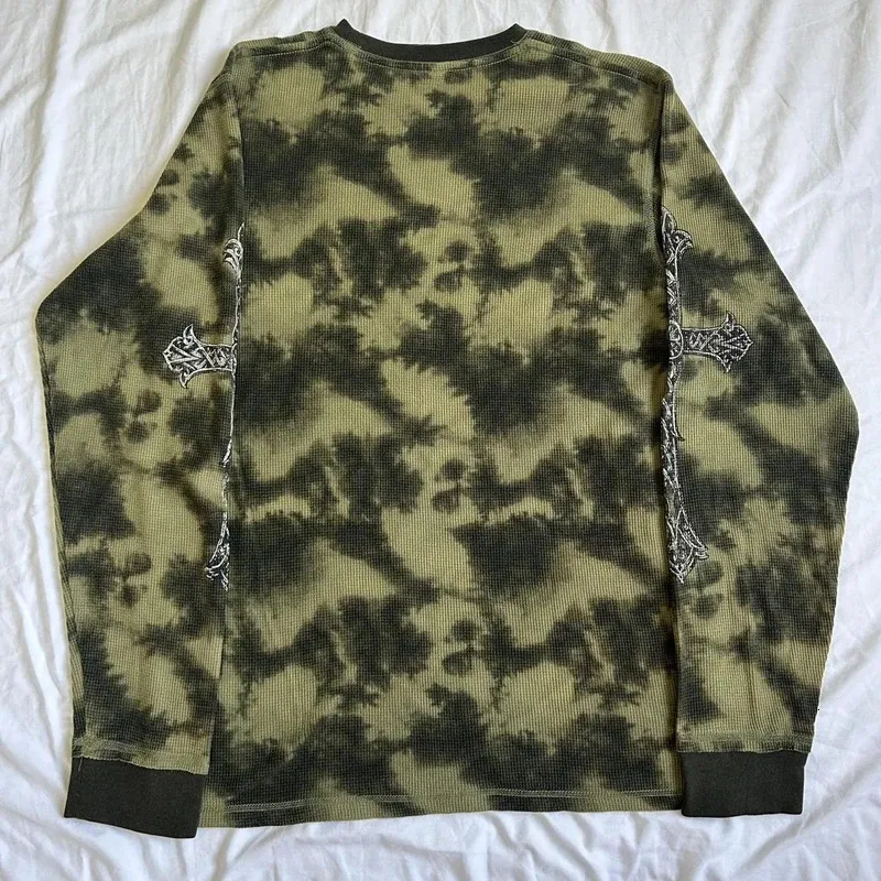 Cross Skull Print Long Sleeve Top - Cyber Grunge Y2K
