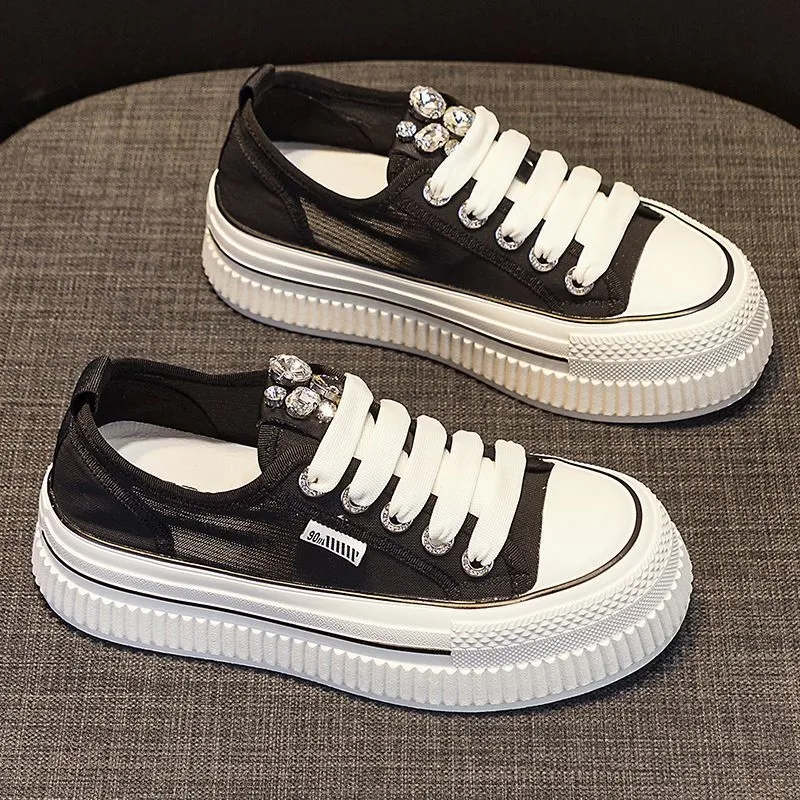 Summer White Platform Sneakers Lightweight Versatile Thick