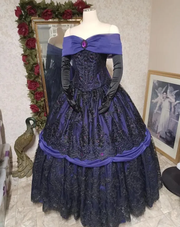 open lace back dress Purple Gothic Lolita Ball Gown