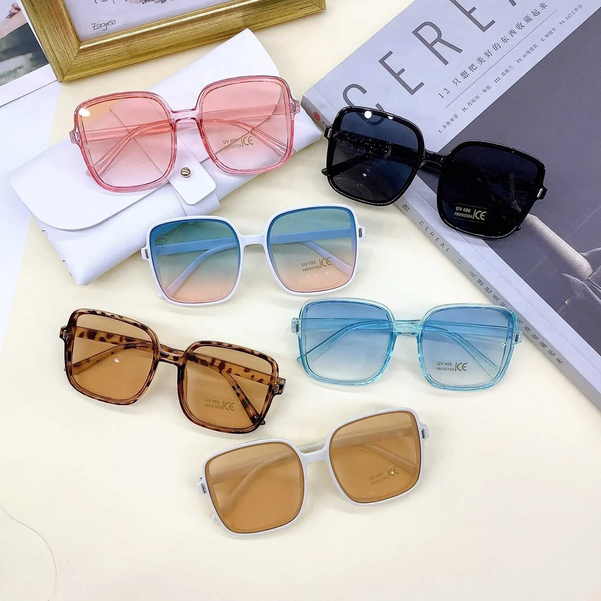 Gradient Square Ladies Sunglasses with UV Protection TINHAO Oversized Square Fit Over Glasses Sunglasses for  main image 2