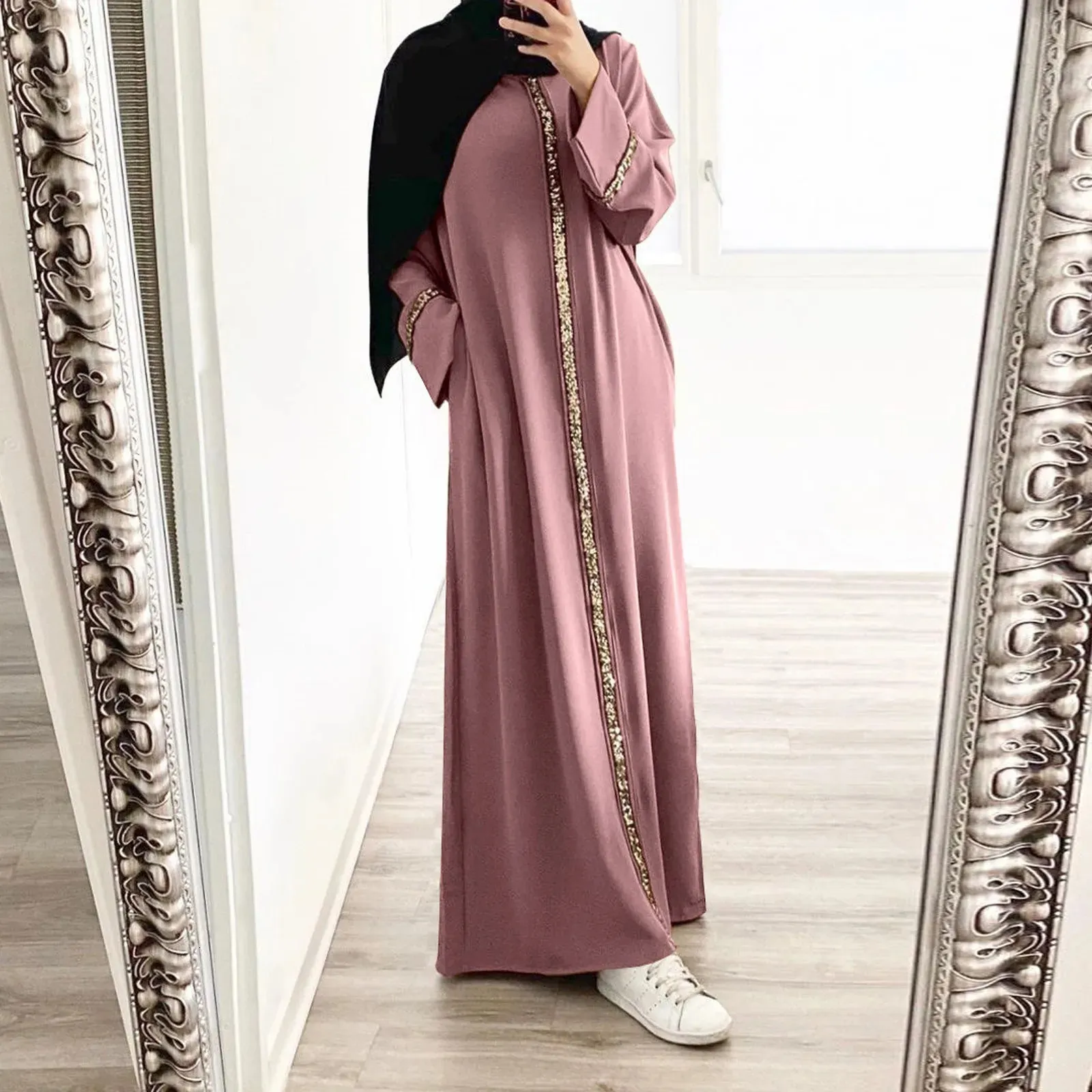 sexy muslim clothes Women Muslim Long Dress Sequin Kaftan Robes Malaysia Dubai Arab Islam Abaya Islamic Clothing Caftan Elegant Splice Maxi Dresses 240715