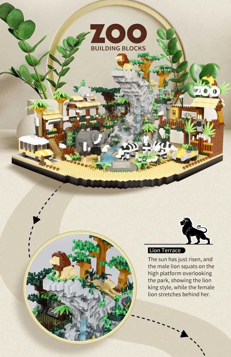 5000+ Piece Mini Building Blocks Set: Animal Zoo, City Street View ...