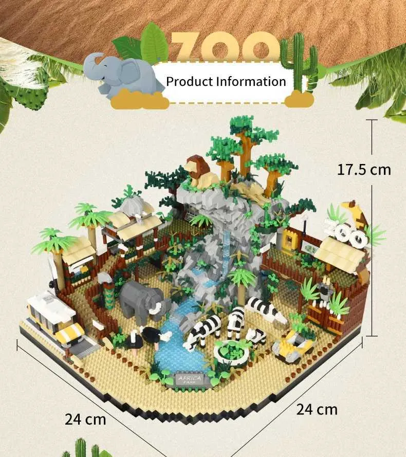 5000+ Piece Mini Building Blocks Set: Animal Zoo, City Street View ...