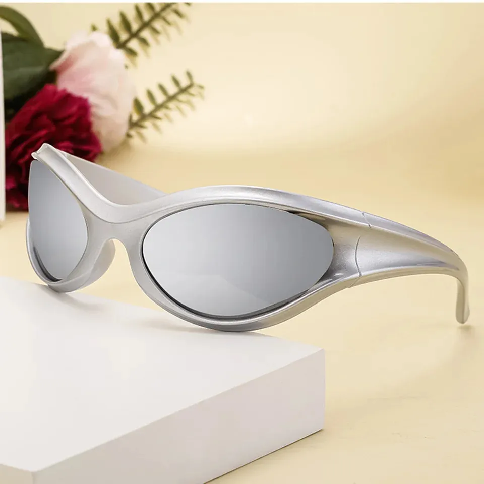Y2K Sunglasses for Men&Women Futuristic Oversized Wrap Around Cool Trendy Silver Accessories | Y2k Sunglasses For Menwomen Futuristic  main image 3