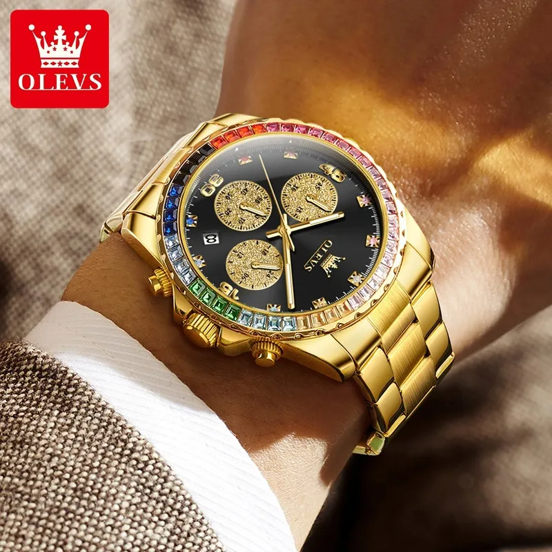 Multi-Functional Diamond Accent Quartz Watch Luminous