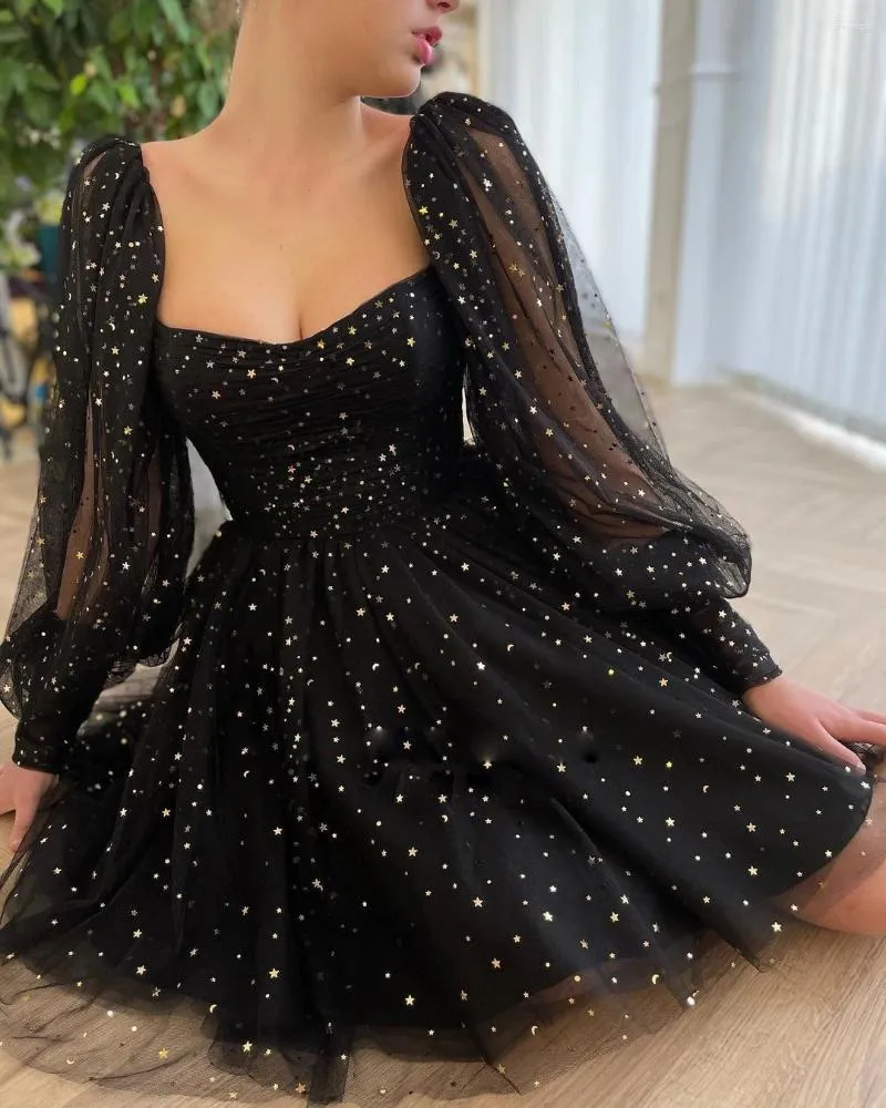 Starry Tulle Party Dress - Mini Prom Gown, Long Sleeves, Pleated A-Line Homecoming Dress, Above Knee Short Formal Dress - Buy Now! from Dhgate Urban Sexy Dresses - price 80.18 Starry Tulle Party Dress - Mini Prom Gown, Long Sleeves, Pleated A-Line Homecoming Dress, Above Knee Short Formal Dress - Buy Now! from Dhgate Urban Sexy Dresses - price 80.18