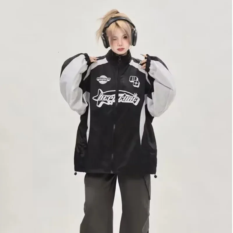Y2K Racing Jacket Womens Vintage Streetwear - Oversized
