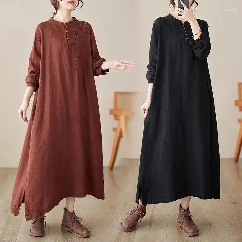 slim fit dress slacks Perla Linen Dress Cream
