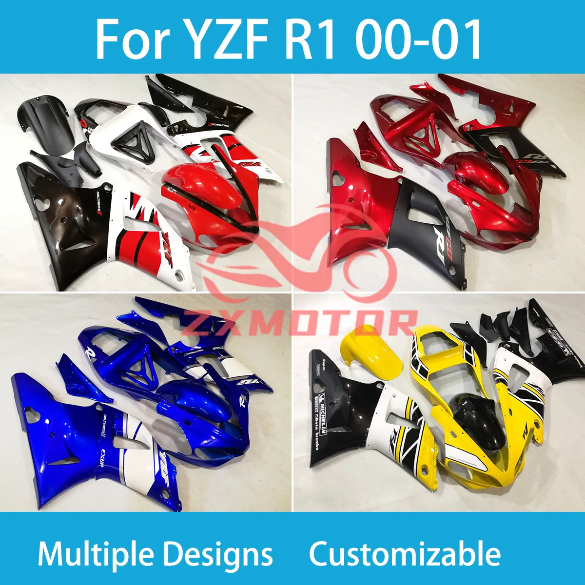 その他 K R1 2000 2001ヤマハYZFのABSフェアリングYZF R 1 00 01良質の