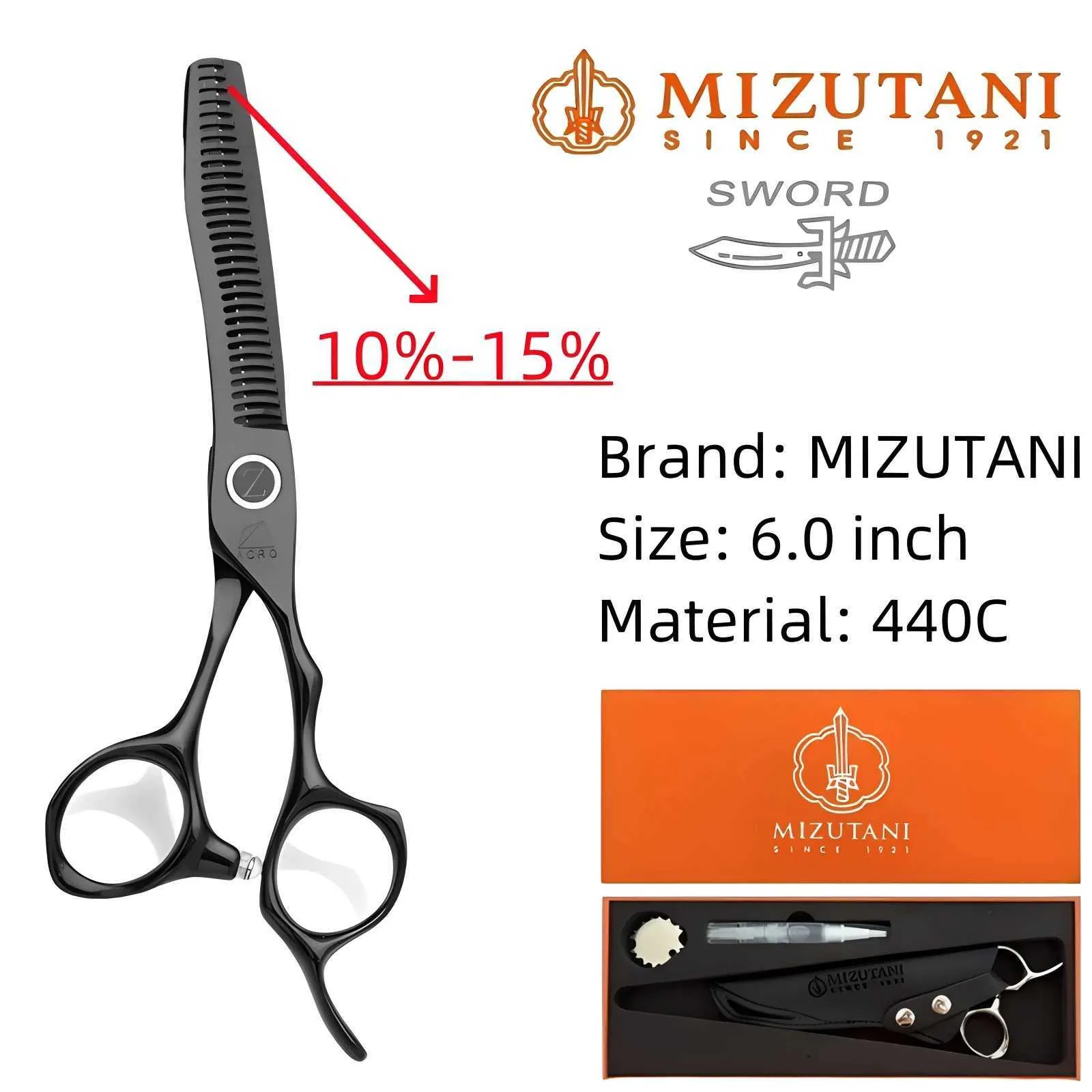 MIZUTANI barber scissors 6.0 inch Japan 440C stainless steel pink