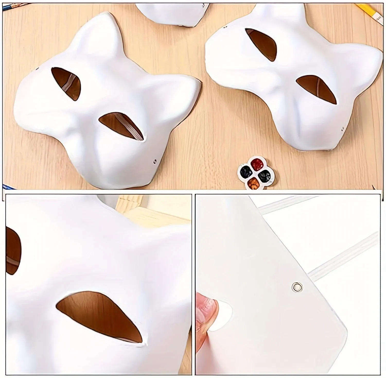 5 Maschere Di Cartapesta Bianche Fai Da Te - Design Gatto E Altri - Foto 14