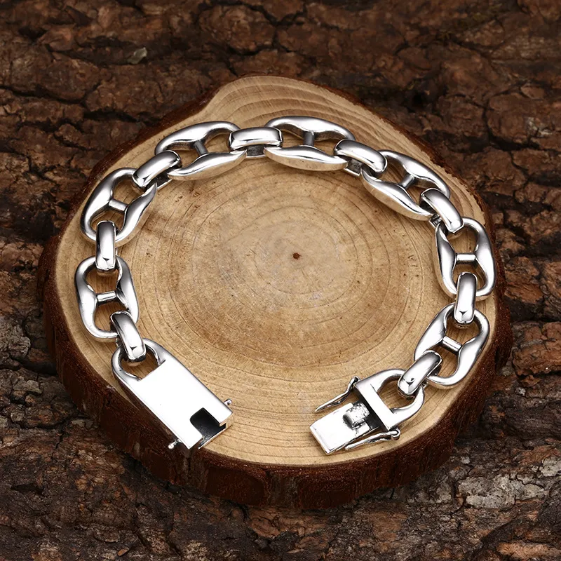 DHgate.com:Bold Silver Link Bracelet: Thick Pig Nose Chain