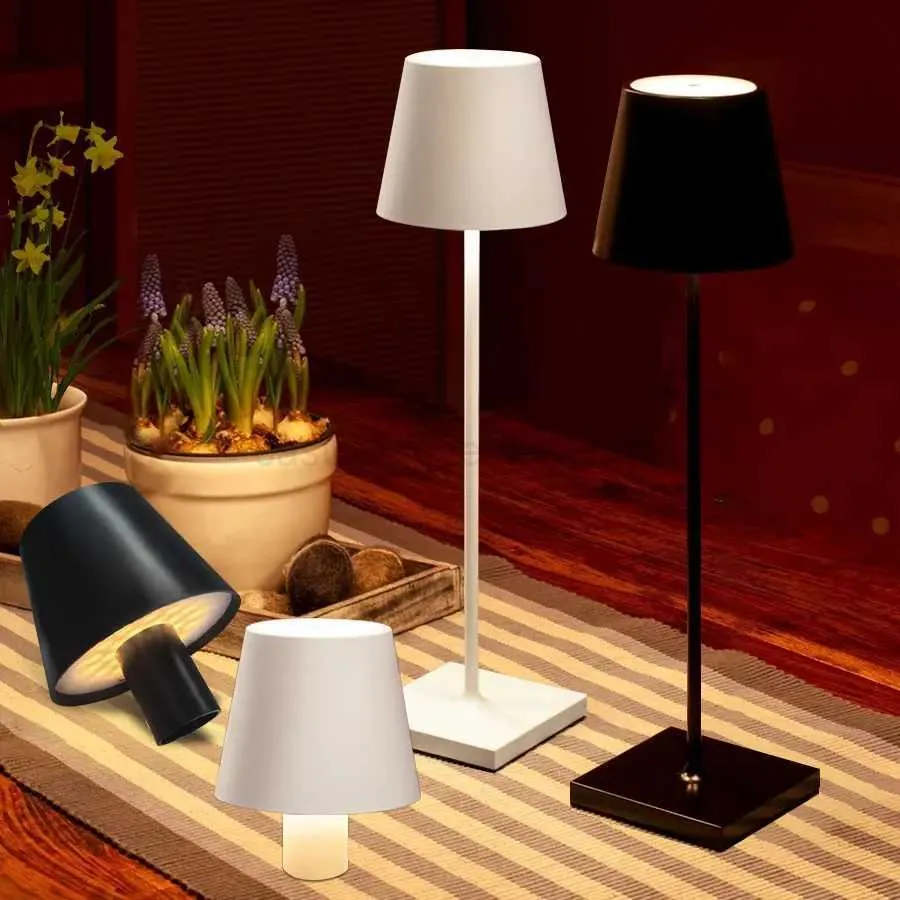 Lámpara De Mesa LED Recargable USB - Luz Regulable, Inalámbrica, Moderna - Ideal Para Noche O Escritorio