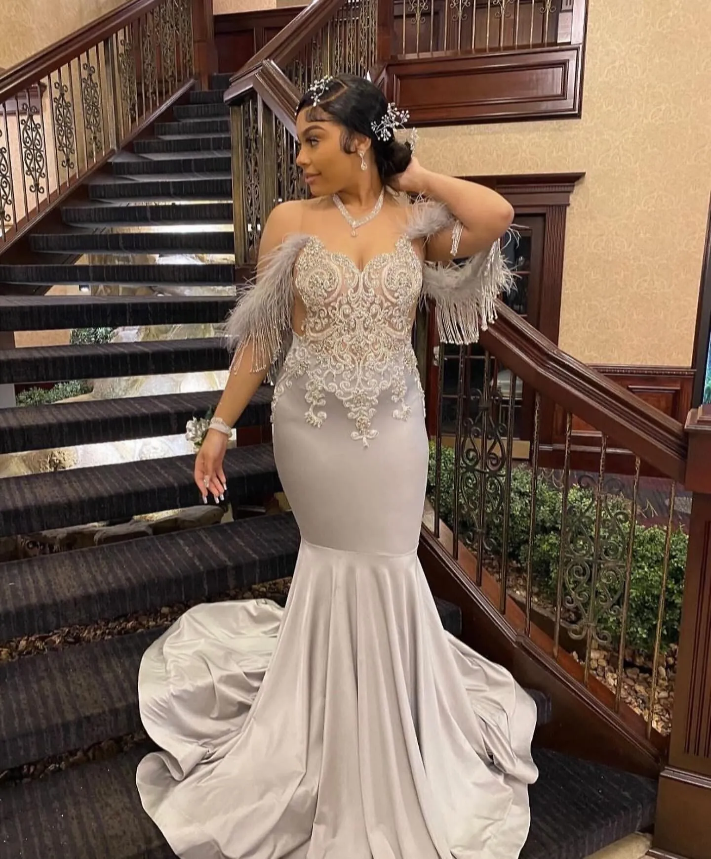 Plus Size Silver Satin Mermaid Prom Dress with Beaded Applique and Zipper  Back for Formal Evening Events from Dhgate Prom Dresses - price 150.76