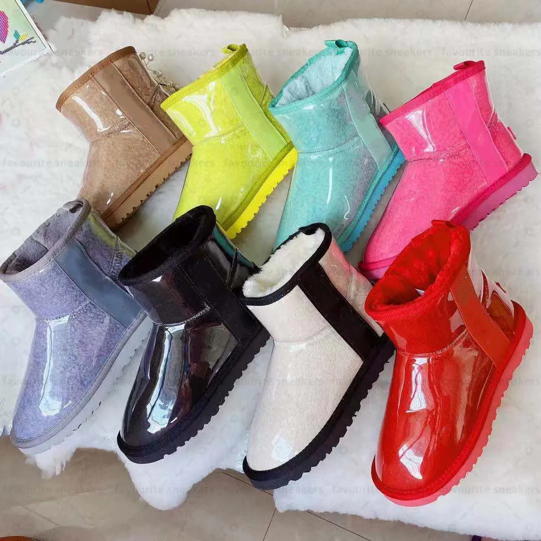 Boots de cheville a fourrure transparente Femmes Bottises de neige hiver