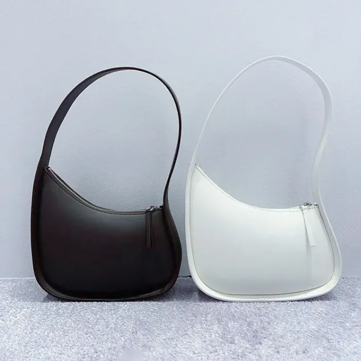 バッグ 00s Real leather half moon shoulder bag Half Moon Bag: Womens Smooth Leather Shoulder Bag  From