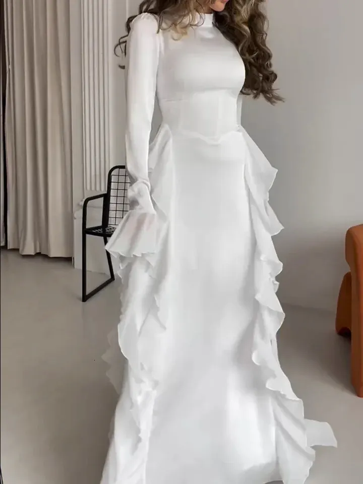 Women White Chiffon Long Sleeve Flare Sleeve Zipper Floor-Length Evening Dress from Dhgate Basic & Casual Dresses - price 63.12 Women White Chiffon Long Sleeve Flare Sleeve Zipper Floor-Length Evening Dress from Dhgate Basic & Casual Dresses - price 63.12