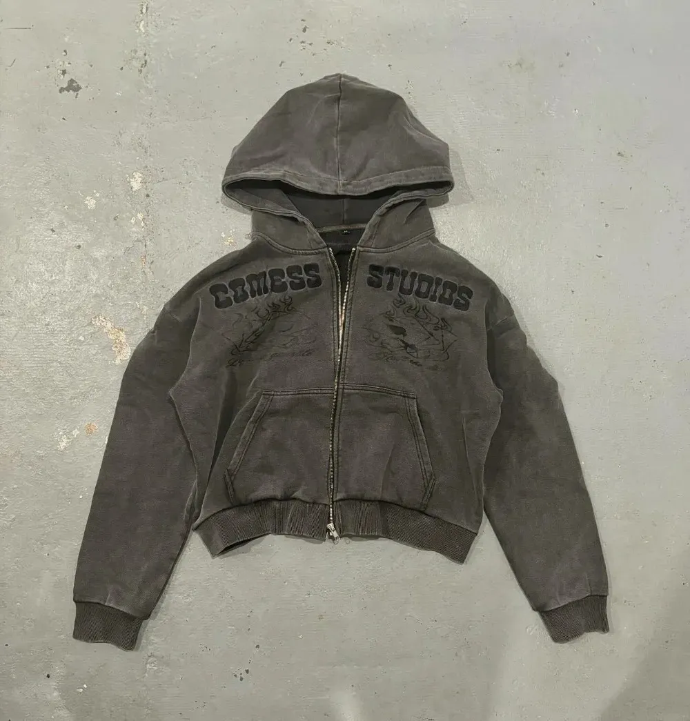 トップス Distressed damaged zip hoodie 170aba23-0c81-4668-9aad-