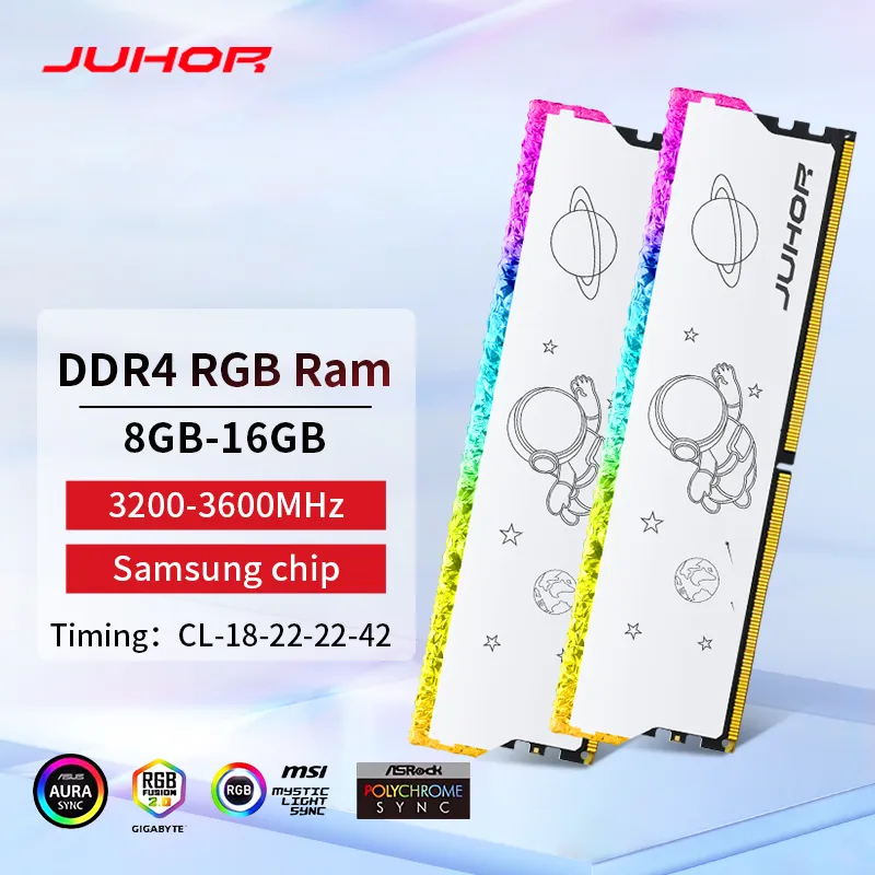 Barrette RAM JUHOR DDR4 16 Go 3200 MHz RGB, 1x16 Go, Neuve Sous Blister