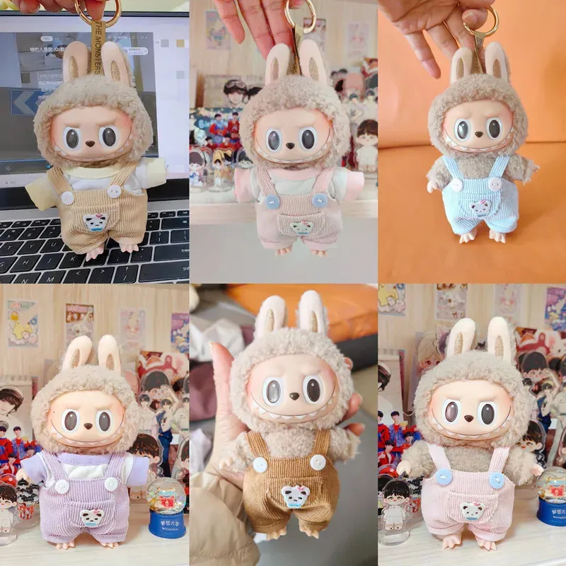 DHgate.com:17cm Cuddly Mini Plush Doll Clothes Overalls Suit