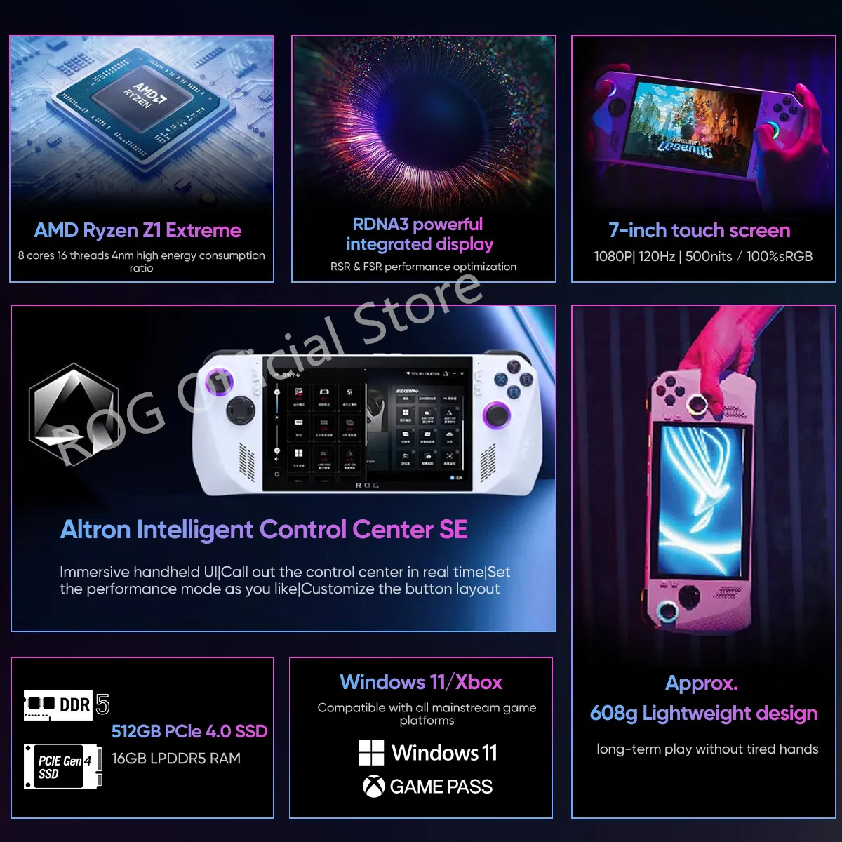 Original ASUS ROG Ally 7.0 in 120Hz FHD IPS Handheld Game Console 