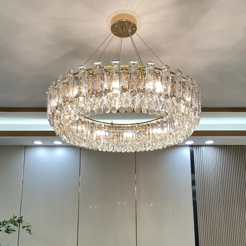 Luxury LED Crystal Round Crystal Chandelier With Clear Pendant Light ...