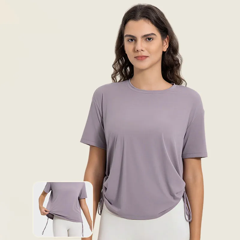 Women's Oversized Short Sleeve T-Shirt - Split Hem, Loose Fit, 95% Cotton 5% Spandex, 2024 Casual Top - View #3