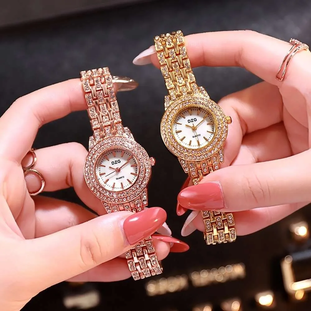 Iced Out Rose Gold Quartz Watch & Bracelet Set For... From  display picture 1