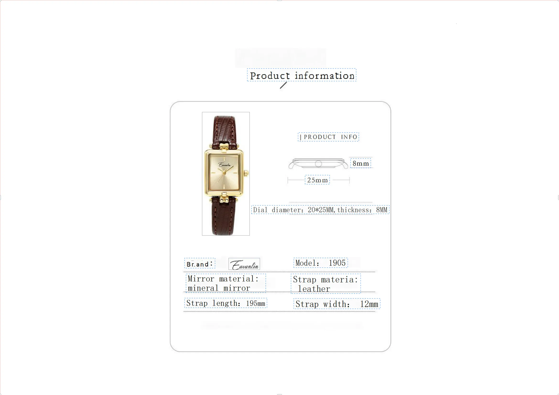 DHgate.com:Premium Square Leather Ladies Watch - Japan